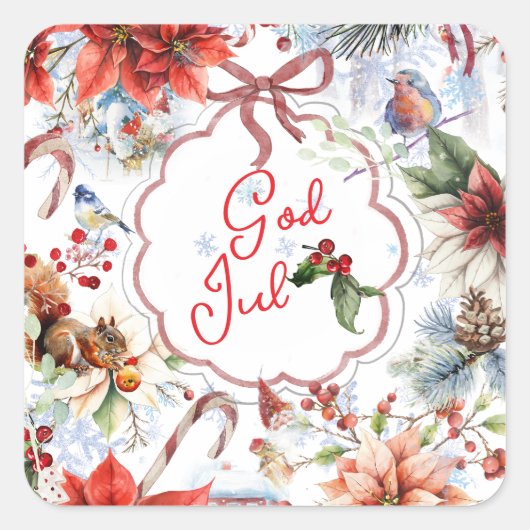 Färglös julfoto-dekorativ fyllning kudde vierkante sticker (Voorkant)