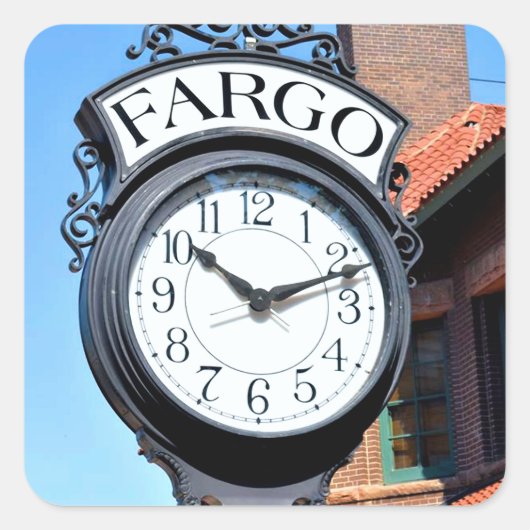 Fargo Clock Vierkante Sticker (Voorkant)