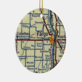 Fargo ND Old Map Keramisch Ornament (Rechts)