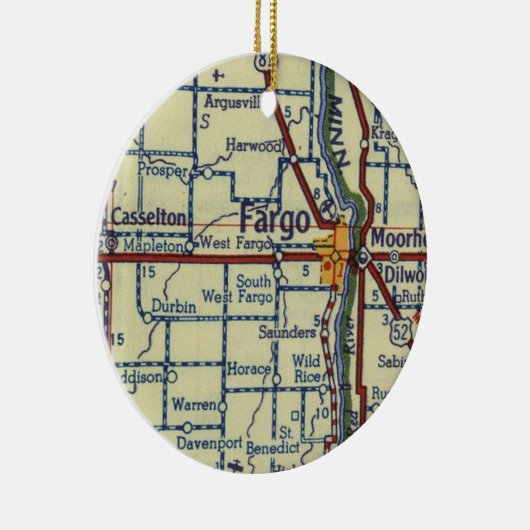 Fargo ND Old Map Keramisch Ornament (Rechts)