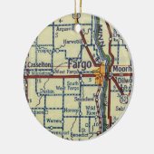 Fargo ND Old Map Keramisch Ornament (Links)