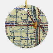 Fargo ND Old Map Keramisch Ornament (Achterkant)