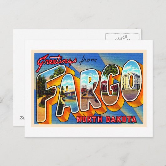 Fargo North Dakota  groot Briefkaart voor grote le (Voorkant / Achterkant)