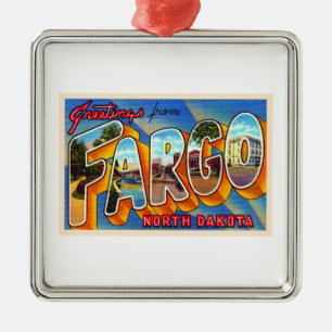 Fargo North Dakota  groot Briefkaart voor grote le Metalen Ornament