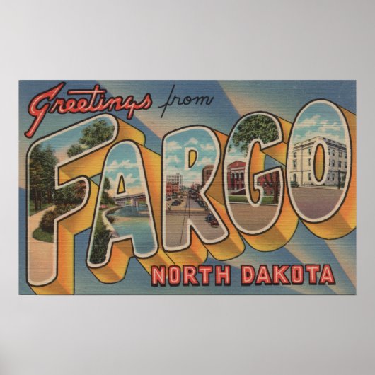 Fargo, North Dakota - Large Letter Scenes Poster (Voorkant)