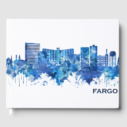 Fargo North Dakota Skyline Blue Gastenboek (Voorkant)