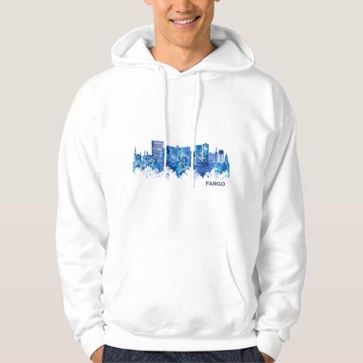 Fargo North Dakota Skyline Blue Hoodie (Voorkant)