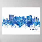 Fargo North Dakota Skyline Blue Poster (Voorkant)