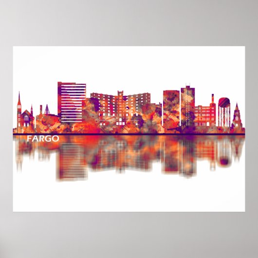 Fargo North Dakota Skyline Poster (Voorkant)