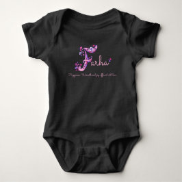 Farha meisjes naam & betekenis F monogram baby rom Romper