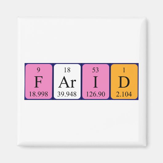 Farid periodieke table name magnet (Voorkant)