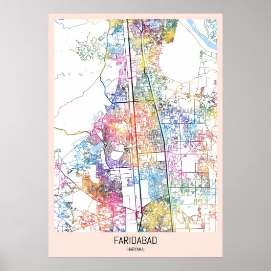 Faridabad Haryana stadkaart Poster (Voorkant)