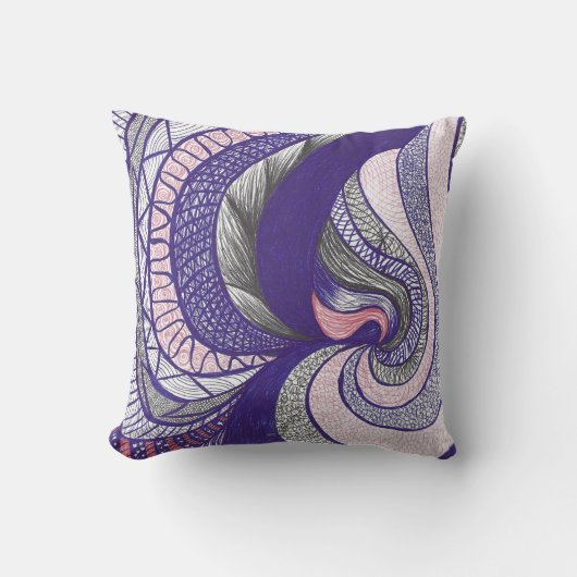 Farimah | Abstracte Stromende Handgetekende Kunst Kussen (Voorkant)