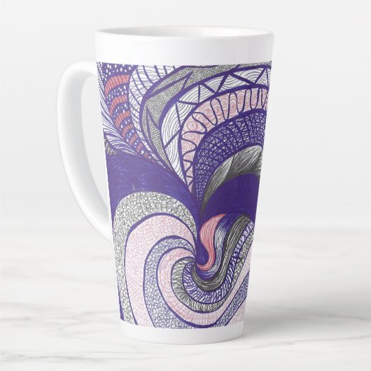 Farimah | Abstracte Stromende Handgetekende Kunst Latte Mok (Linkerhoek)