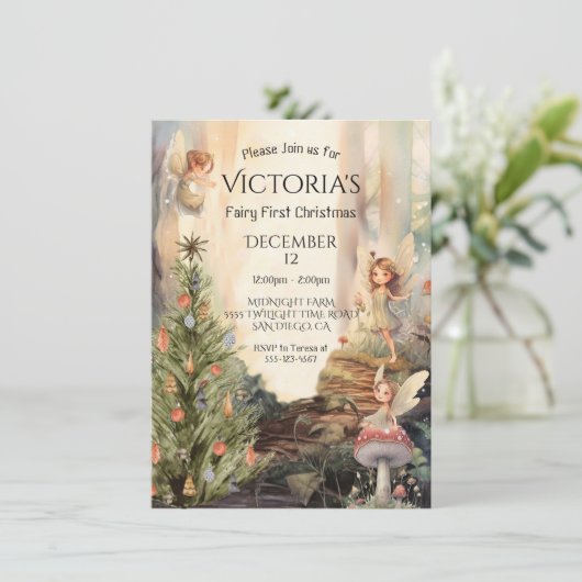 Fariy 1st Christmas Enchanted Forest Toadstool Kaart (Staand voorkant)