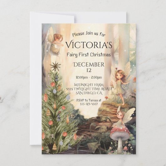 Fariy 1st Christmas Enchanted Forest Toadstool Kaart (Voorkant)