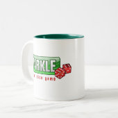 FARKLE - beste dunningspel Tweekleurige Koffiemok (Voorkant links)