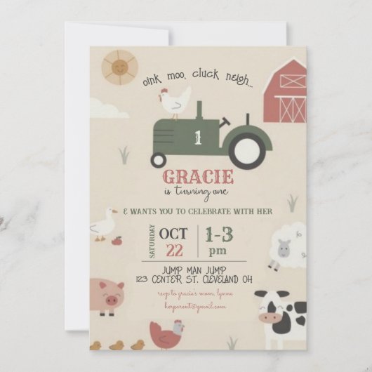 Farm and Animals Birthday Invitation Kaart (Voorkant)