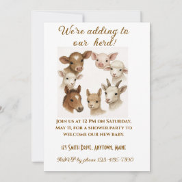 Farm Animal Baby Shower Invitation Kaart