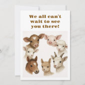 Farm Animal Baby Shower Invitation Kaart (Achterkant)