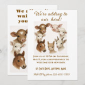 Farm Animal Baby Shower Invitation Kaart (Voorkant / Achterkant)