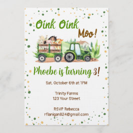 Farm Animal Barnyard Birthday Invitation Kaart