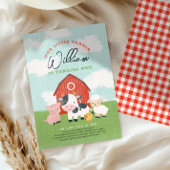 Farm Animal Boys Barnyard Kids Birthday Kaart