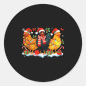 Farm Animal Funny Chicken Christmas Lights Cute Xm Ronde Sticker (Voorkant)