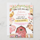 Farm animal girl-uitnodiging. kaart (Voorkant)