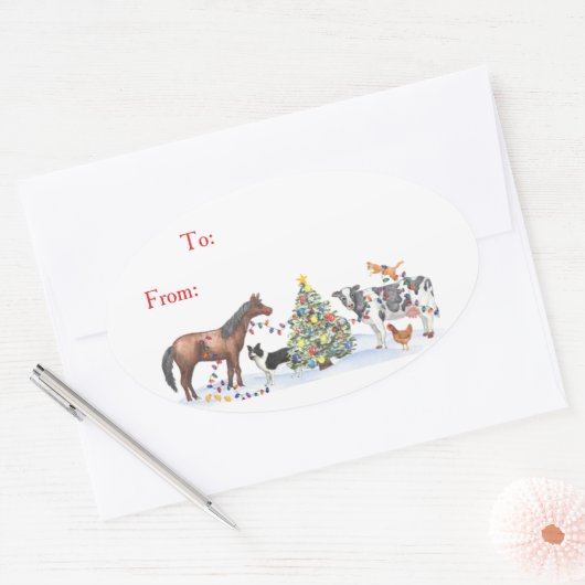 Farm Animal Holiday Gift Sticker (Envelop)