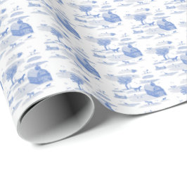 Farm Animal Toile (Blue)  Cadeaupapier