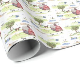 Farm Animal Toile (Original Colors) Cadeaupapier