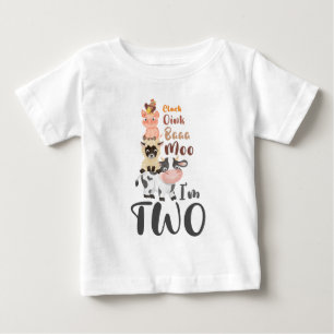 Farm Animals 2e verjaardag Cute Moo Ik ben twee T-