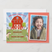 Farm Animals 3rd Birthday Invitation Foto Kaart (Voorkant)