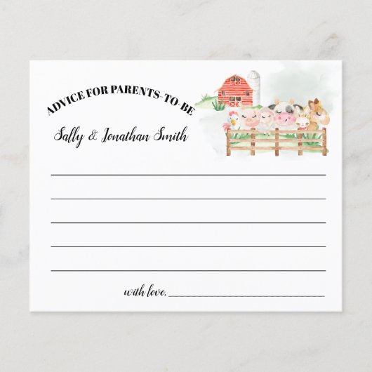 Farm Animals Advice for Parents to be card Flyer (Voorkant)