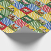 Farm Animals and Gingham Patchwork Quilt Cadeaupapier (Hoek)