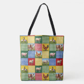 Farm Animals and Gingham Patchwork Quilt Tote Bag (Voorkant)