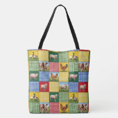 Farm Animals and Gingham Patchwork Quilt Tote Bag (Achterkant)