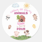 Farm animals Any Age Birthday Ronde Sticker (Voorkant)