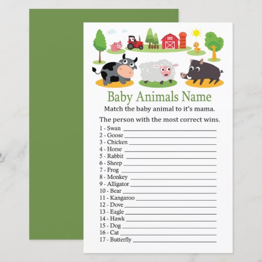 Farm animals Baby Name Game (Voorkant / Achterkant)