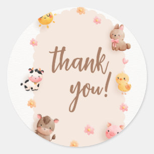 Farm Animals Baby shower Dank u Ronde Sticker