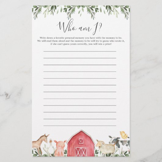 Farm Animals Baby shower dat ik heet (Voorkant)