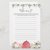 Farm Animals Baby shower dat ik heet (Voorkant / Achterkant)