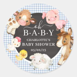 Farm Animals Baby shower Favor Ronde Sticker