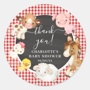 Farm Animals Baby shower Favor Ronde Sticker