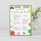 Farm Animals Baby shower Game Size Invitation Kaart (Staand voorkant)