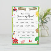 Farm Animals Baby shower Game Size Invitation Kaart (Staand voorkant)