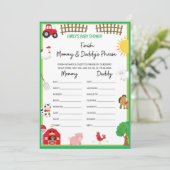 Farm Animals Baby shower Game Size Invitation Kaart (Staand voorkant)