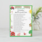 Farm Animals Baby shower Game Size Invitation Kaart (Staand voorkant)