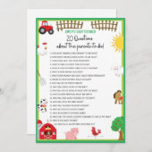 Farm Animals Baby shower Game Size Invitation Kaart (Voorkant / Achterkant)